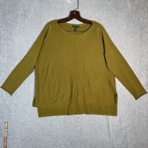 Eileen Fisher Sweater Womens Small Sage Green Boxy Pullover Merino Wool